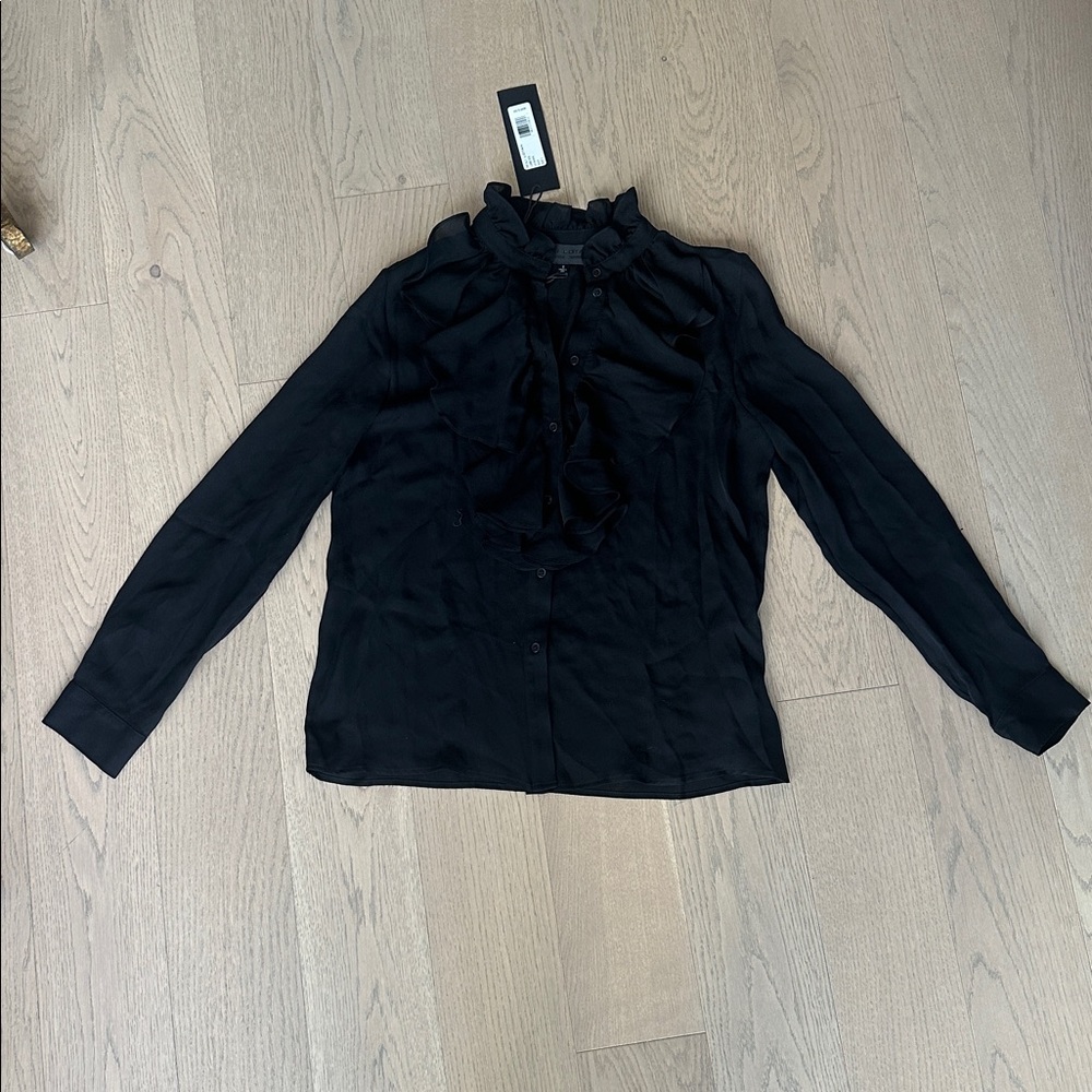 NWT Nili Lotan Silk Lily Blouse in Black Size Small - Picture 9 of 11